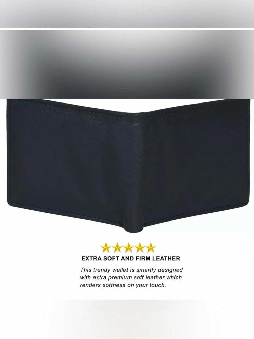Men's RFID Blocking Leather Bi-Fold Wallet - Black